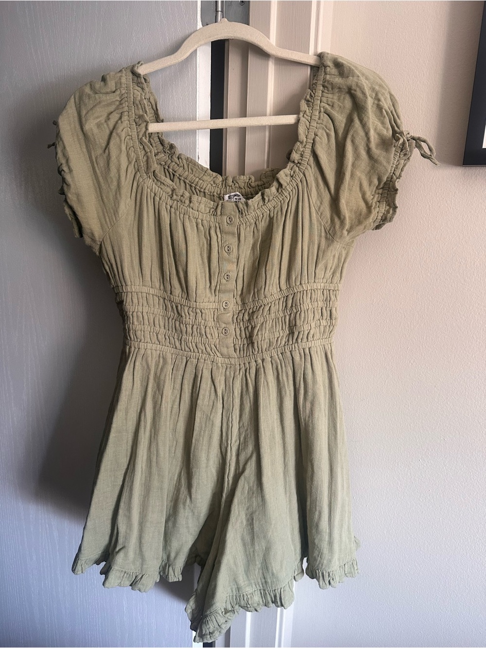 Cotton On Olive Green Smocked Waist Romper